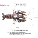 Retro Crayfish Pin Brooches Pink Crystal Enamel Set