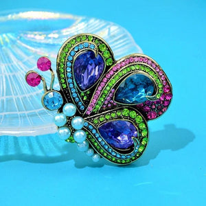 Vintage Butterfly Brooch Pearl Rhinestone Insect Wedding Pin