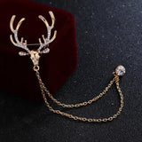Elk Shape Christmas Brooches Tassel Chain Suit Collar Pin