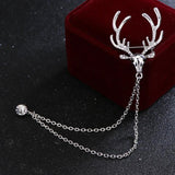 Elk Shape Christmas Brooches Tassel Chain Suit Collar Pin