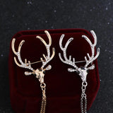 Elk Shape Christmas Brooches Tassel Chain Suit Collar Pin