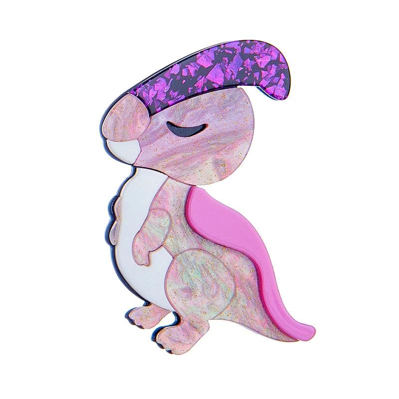 Pink Dinosaur Acrylic Women's Brooch