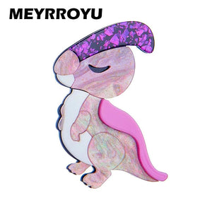 Pink Dinosaur Acrylic Women's Brooch