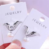Zircon V Pin Brooch Silver Pearl Hat Accessory