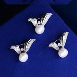 Zircon V Pin Brooch Silver Pearl Hat Accessory