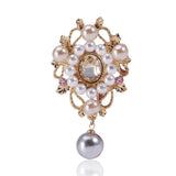 Vintage Rhinestone Pearl Brooch Pin Women Accessories