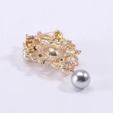 Vintage Rhinestone Pearl Brooch Pin Women Accessories