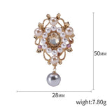 Vintage Rhinestone Pearl Brooch Pin Women Accessories