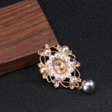 Vintage Rhinestone Pearl Brooch Pin Women Accessories