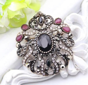 Vintage Resin Brooch Ethnic Banquet Jewelry Antique Multicolor