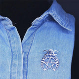 Witchcraft Moon Pentagram Stainless Steel Brooch