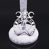 Witchcraft Moon Pentagram Stainless Steel Brooch