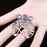Witchcraft Moon Pentagram Stainless Steel Brooch