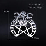 Witchcraft Moon Pentagram Stainless Steel Brooch