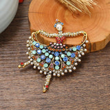 Retro Rhinestone Ballet Girl Brooches for Women's Clothing