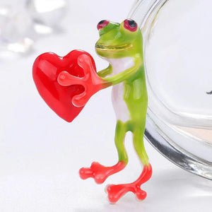 Zlxgirl Red Enamel Heart Frog Brooch Women Alloy Animal Casual Banquet Pins