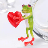 Zlxgirl Red Enamel Heart Frog Brooch Women Alloy Animal Casual Banquet Pins