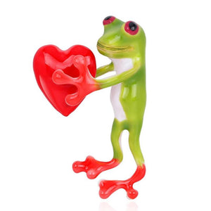 Zlxgirl Red Enamel Heart Frog Brooch Women Alloy Animal Casual Banquet Pins