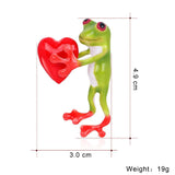 Zlxgirl Red Enamel Heart Frog Brooch Women Alloy Animal Casual Banquet Pins
