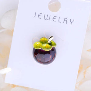 Mangosteen Brooches for Women Men Collar Pin Unisex Summer Shirt Dress Fruits