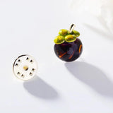 Mangosteen Brooches for Women Men Collar Pin Unisex Summer Shirt Dress Fruits