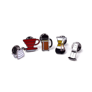 Coffee Tools Filter Pot Enamel Pins Brooches Women