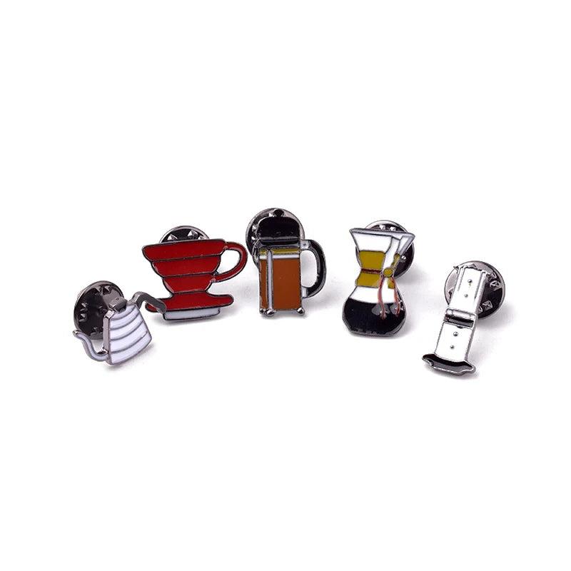 Coffee Tools Filter Pot Enamel Pins Brooches Women