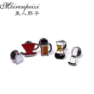 Coffee Tools Filter Pot Enamel Pins Brooches Women