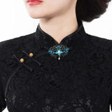 Chinese Enamel Brooch chi-pao For Women Banquet Pin Clip