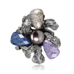 Vintage Acrylic Flower Brooches Women Pearl Brooch