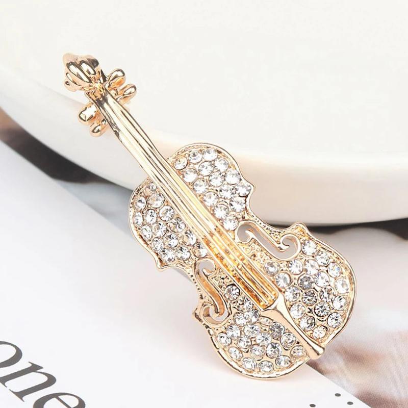 Violin Brooch Accessories Alloy Drip Oil Women's Jewelry