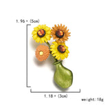 Sunflower Vase Brooch Pin Yellow Daisy Flower Jewelry Brooch