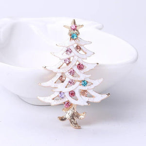 Rhinestone Christmas Tree Brooch for Woman Man