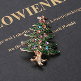 Rhinestone Christmas Tree Brooch for Woman Man