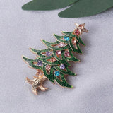 Rhinestone Christmas Tree Brooch for Woman Man