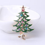 Rhinestone Christmas Tree Brooch for Woman Man