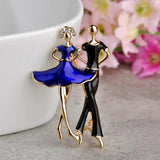 Red Enamel Social Dancing Women Brooch Gold-color Pins