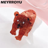 Funny Brown Bear Brooch Acrylic Material Cartoon Gift Accessories
