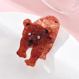 Funny Brown Bear Brooch Acrylic Material Cartoon Gift Accessories