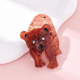 Funny Brown Bear Brooch Acrylic Material Cartoon Gift Accessories