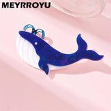 Water Jet Whale Brooch for Women Acrylic Animal Cartoon Birthday Gift
