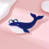 Water Jet Whale Brooch for Women Acrylic Animal Cartoon Birthday Gift