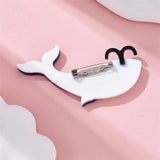 Water Jet Whale Brooch for Women Acrylic Animal Cartoon Birthday Gift