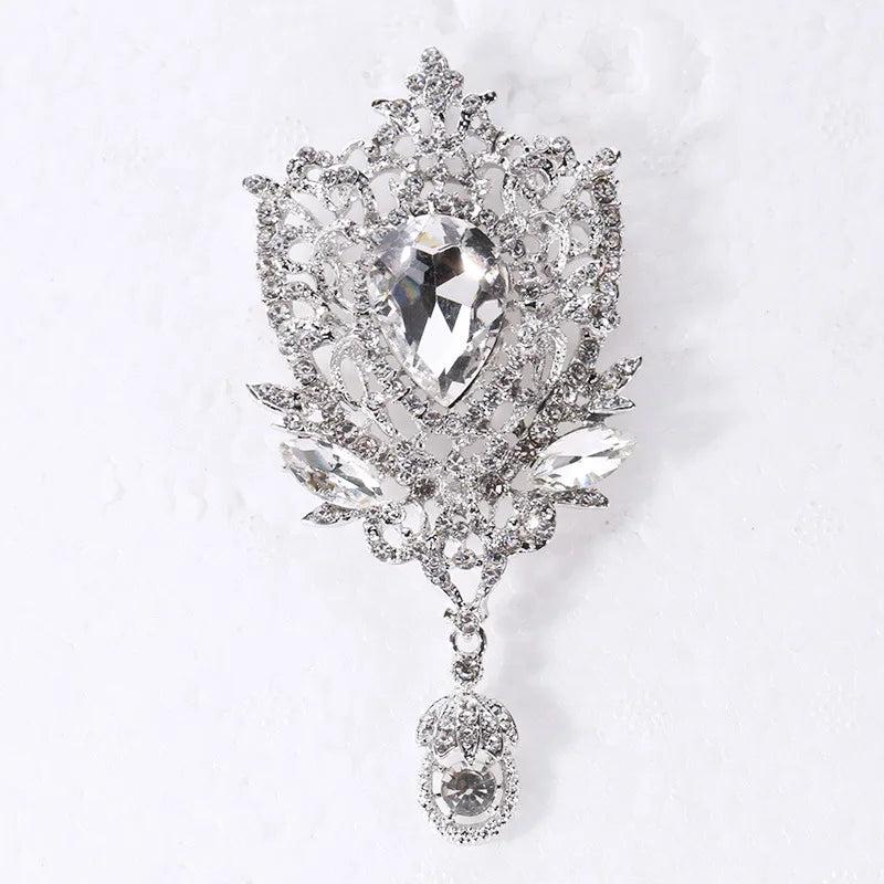 Crystal Pendant Brooch Vintage Rhinestone Alloy Jewelry for Woman