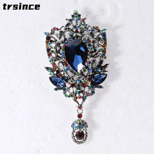 Crystal Pendant Brooch Vintage Rhinestone Alloy Jewelry for Woman