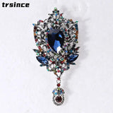 Crystal Pendant Brooch Vintage Rhinestone Alloy Jewelry for Woman