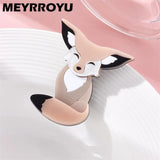Pink Fox Brooch for Woman Acrylic Material Animal Cartoon Creative Birthday Gift