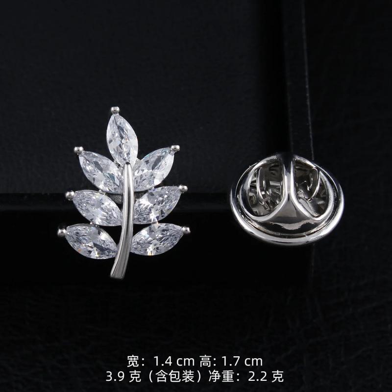 Zircon Leaf Collar Pins Set