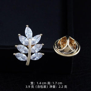 Zircon Leaf Collar Pins Set