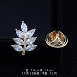 Zircon Leaf Collar Pins Set